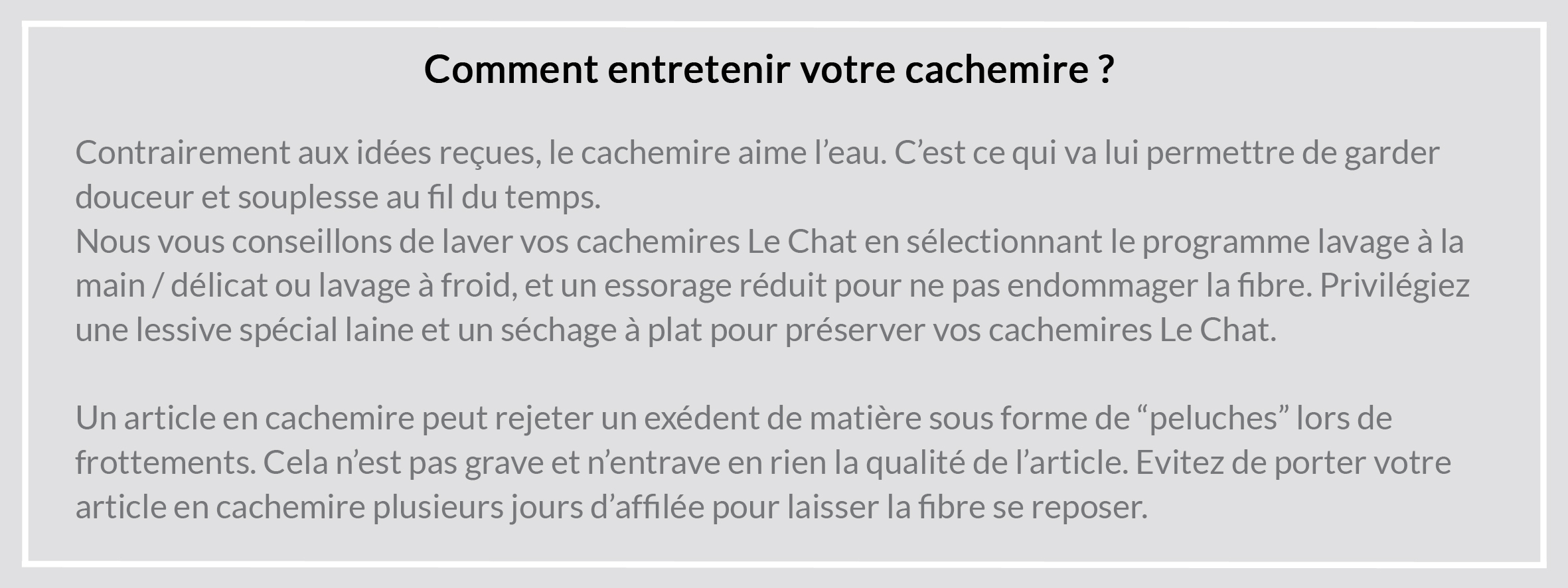 Conseils d'entretien du cachemire